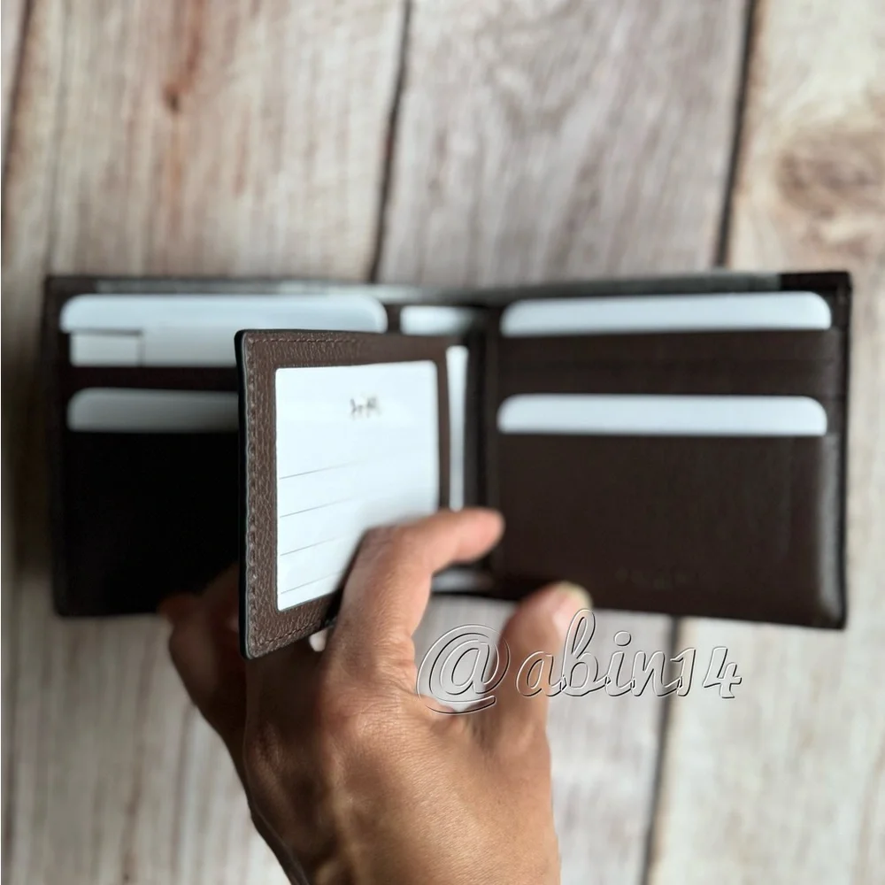 NWT Coach Dark Brown Leather Wallet